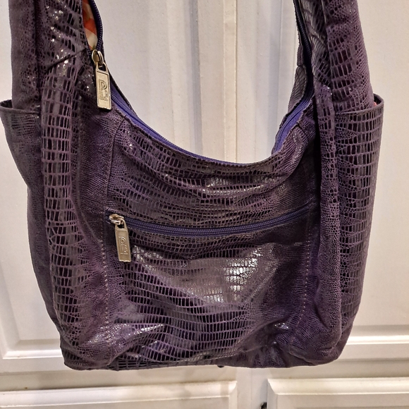 Pinky Bags Shimmering Snakeskin Purple Hobo Shoulder Bag - Picture 5 of 10